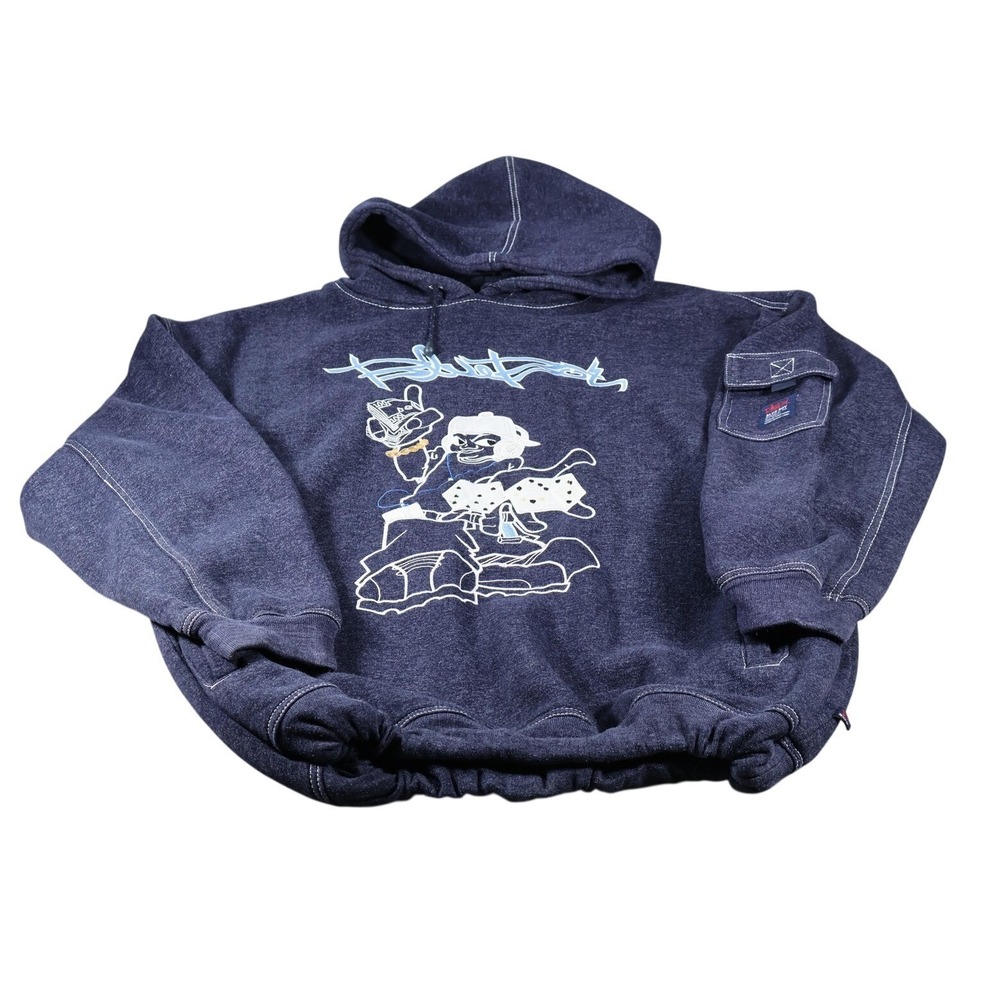Blue Boy Hoodie Mens 3XL Blue Hip Hop Graphic Pullover Knit Dice Streetwear
